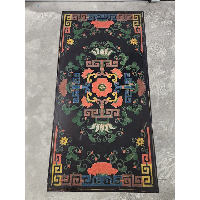 Vintage Asian Polychrome Lacquered Cabinet For Sale - Image 4 of 12