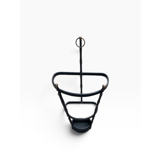 Vintage Stitched Leather Umbrella Stand by Jacques Adnet, 1950s For Sale - Image 12 of 12