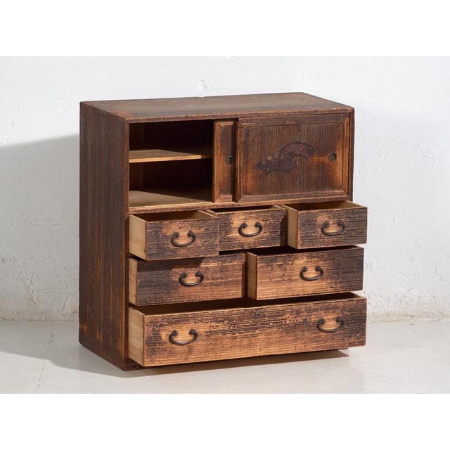 Antique Japanese Tansu Chest of Drawers with Sliding Door For Sale - Image 4 of 13