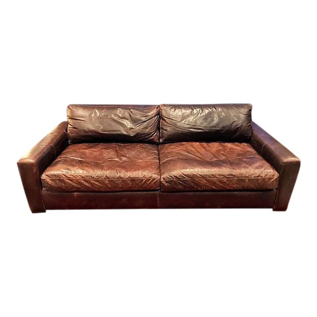 Restoration Hardware Leather Maxwell Sofa | Chairish