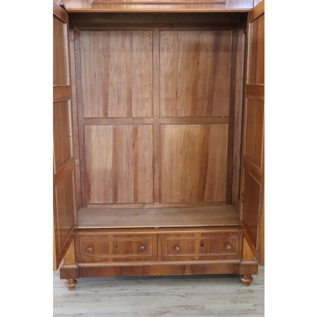 Tan Antique Veneer Walnut Wardrobe, Late 19th Century For Sale - Image 8 of 16