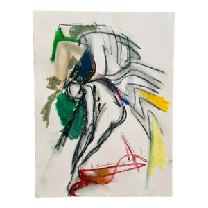 French Oil Pastel Contemporary Study Drawing by Erik Sulander, Abstract, 9x12, Sign, Unframed