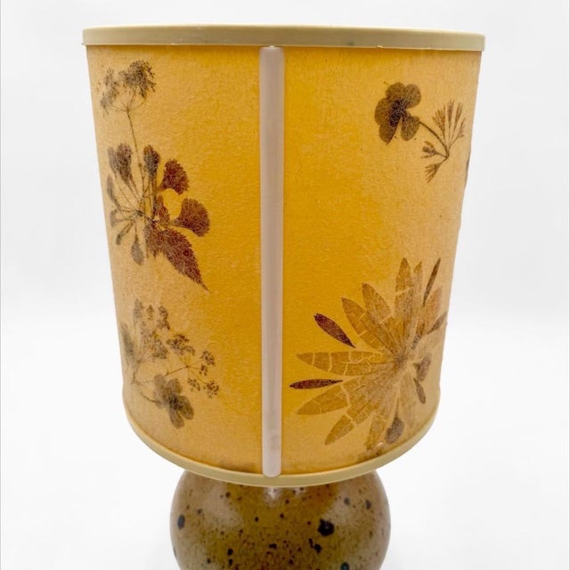 Pyrite Stoneware Ball Lamp with Lampshade Containing Dried Flowers, 1970s For Sale - Image 9 of 10