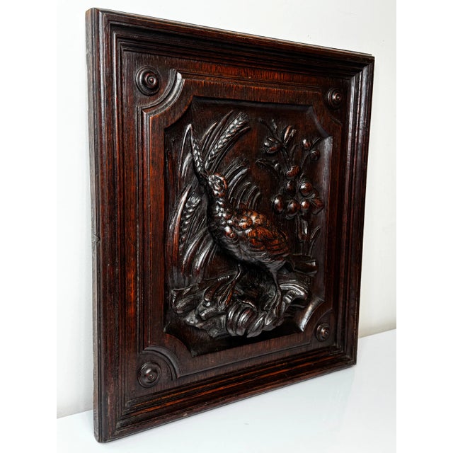Mid 19th Century Mid-19th Century English Carved Oak Grouse Sporting Gothic Revival Wall Panel For Sale - Image 5 of 10