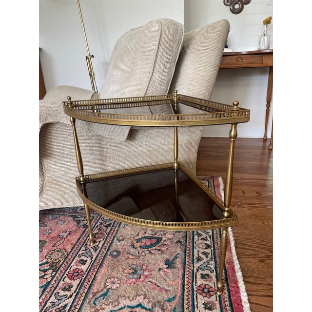 Vintage French Louis XVI Style Lacquered Wood and Brass Table For Sale In Chicago - Image 6 of 7