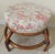 Vintage Mid Century Round Leather Wrapped Rattan Stool Flower Upholstery For Sale In West Palm - Image 6 of 8