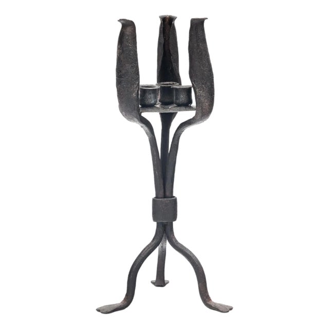 Diego Giacometti Style Iron Candlestick For Sale