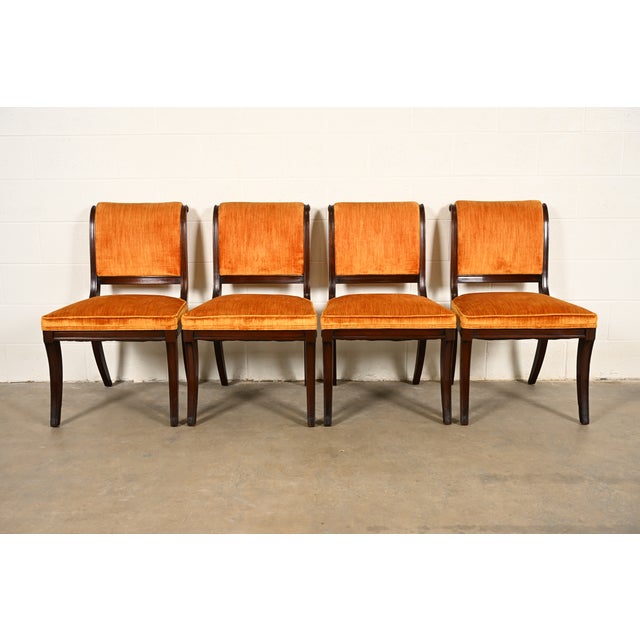 English Kittinger Regency Carved Mahogany Dining Chairs, Set of Four For Sale - Image 3 of 13