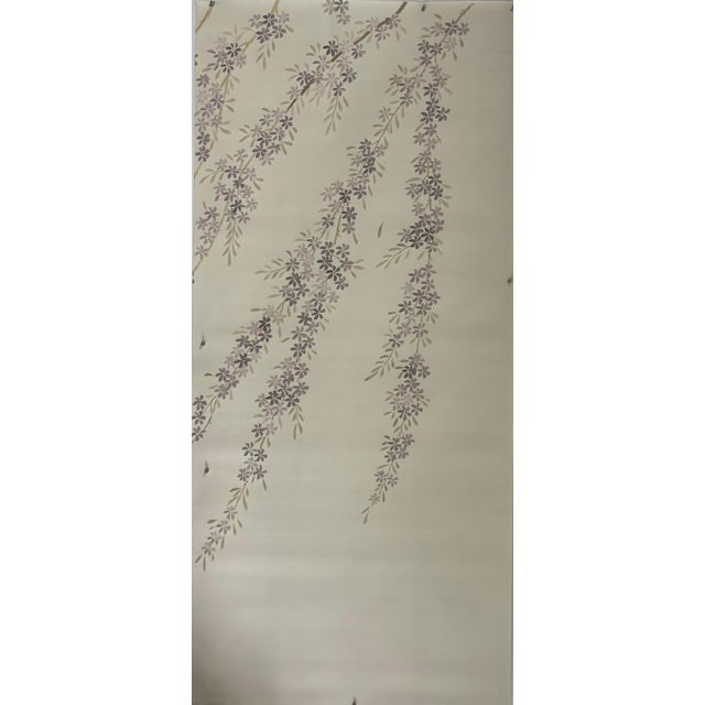 Hand Painted Chinoiserie Floral Branch Wallpaper Mural With Elegant Botanical Design For Sale - Image 4 of 8