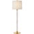 Riga Buffet Lamp in Crystal and Hand-Rubbed Antique Brass with Linen Shade Designer: AERIN Height: 33" Shade Detail: 9.25"...