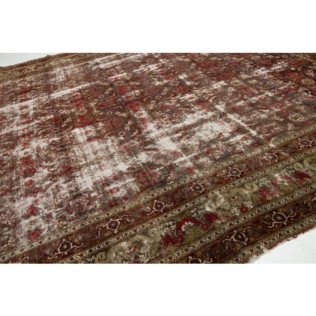 Textile 1900s Blue Antique Persian Mahal Wool Rug With Allover Pattern For Sale - Image 7 of 12