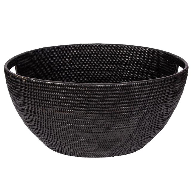 Artifacts Rattan Laundry Basket with Cutout Handles in Tudor Black For Sale - Image 11 of 11