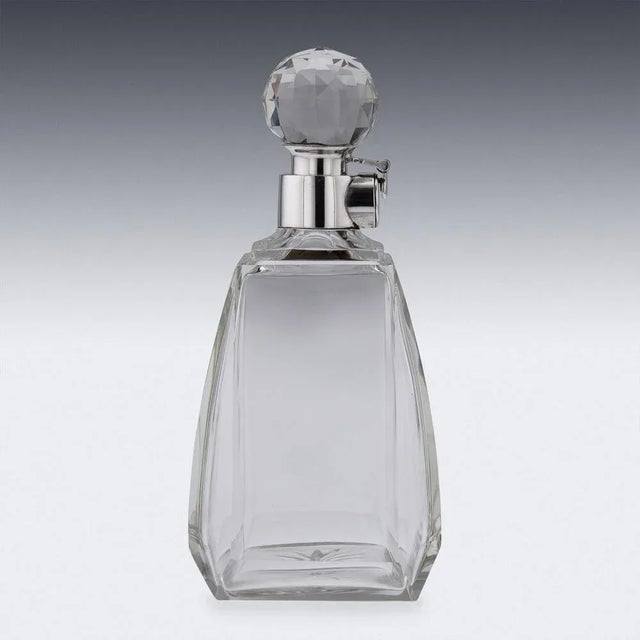 20th Century English Solid Silver & Glass Spirit Decanter from Mappin & Webb, 1929s For Sale - Image 3 of 13