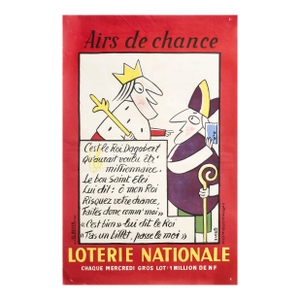 1961 French Loterie Nationale Original Poster, Les Aires De Chance, C'est Le Roi Dagobert - Grove