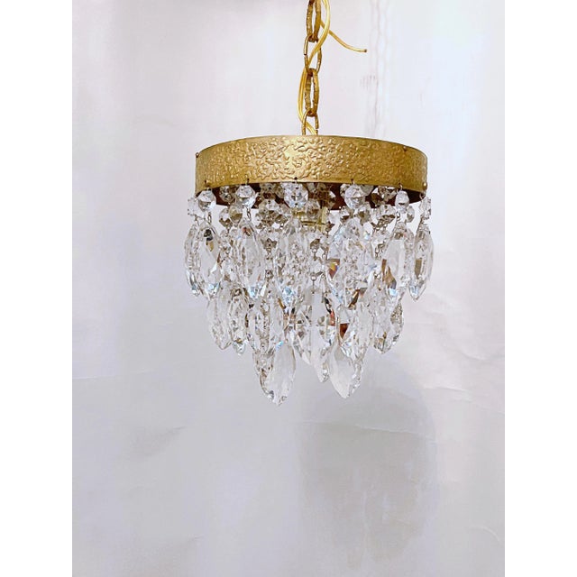 Italian 1960s Italian Brass Rim Layered Chandelier For Sale - Image 3 of 9
