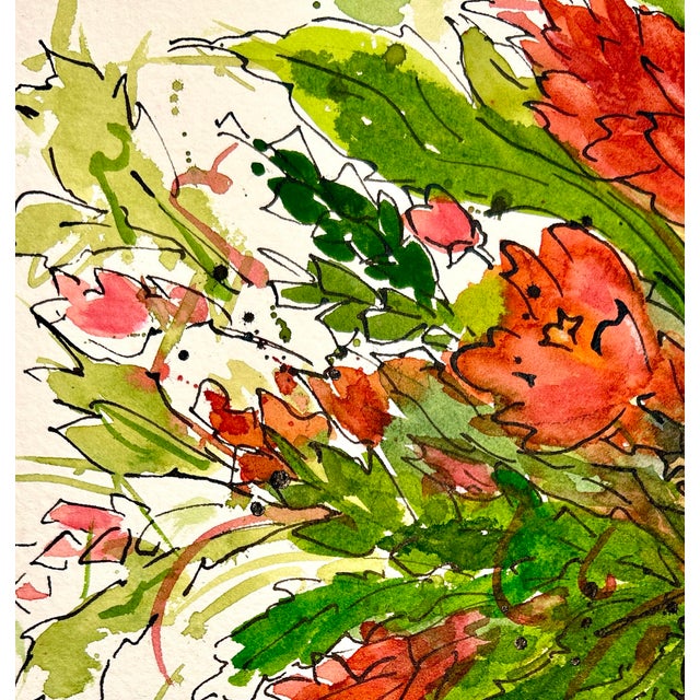 2020s Original Watercolor Ink and Wash Painting “Yellow Vase” For Sale - Image 5 of 6