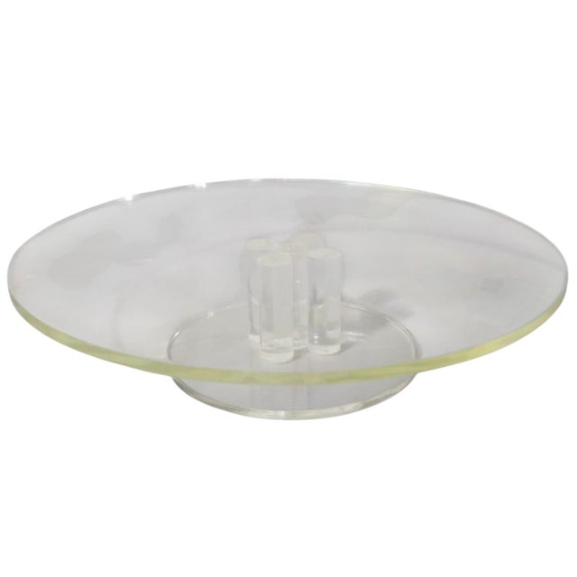 Vintage Lucite Pedestal Cake Stand Att. To Plexi Art For Sale In New York - Image 6 of 7