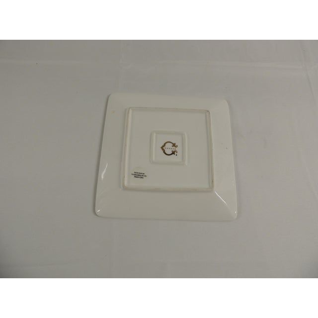 Square Orange and Red Ceramic Catchall Tray With Initials "T" By C wonder Size: 8"W x 8"D x 1"H