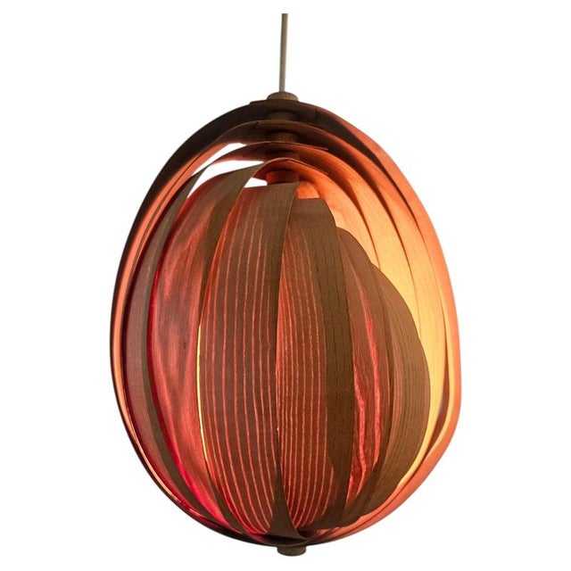 Vintage Wooden Pendant Light in the style of Hans-Agne Jakobsson, Sweden, 1960s For Sale - Image 14 of 14