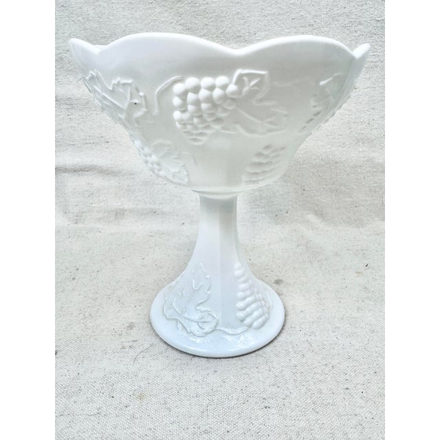 Shabby Chic Vintage Grape Vine Design Scalloped Compote For Sale - Image 3 of 8