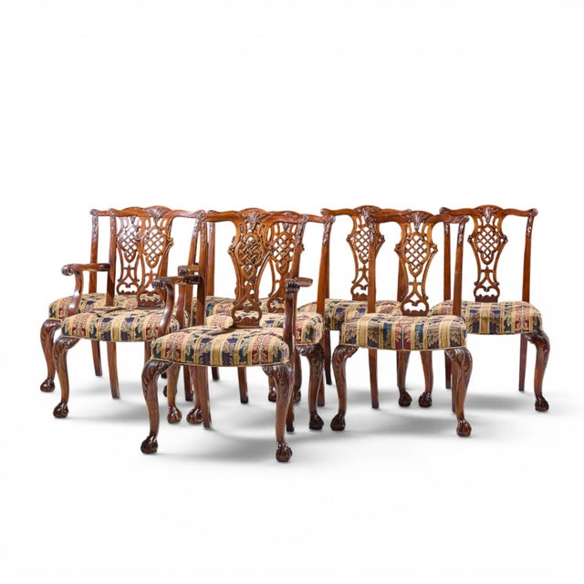 Chippendale Baker Furniture Stately Homes Chippendale Mahogany Dining Chairs - Set of 8 For Sale - Image 3 of 17