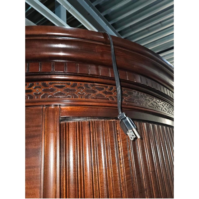 Brown Late 20th Century Furniture Curved Mahogany Tambour Armoire / Bar Cabinet For Sale - Image 8 of 12