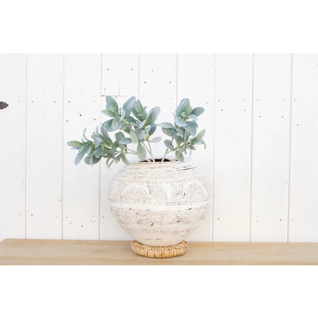 Whitewash African Antique Clay Pot For Sale - Image 9 of 10
