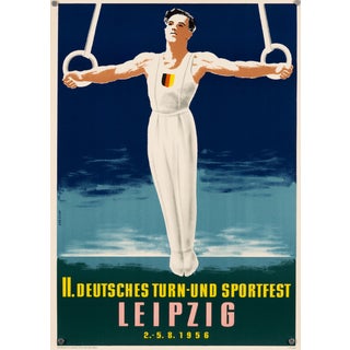 II Deutsches Turn und Sportfest Leipzig Sports Poster by Bredow, 1956 For Sale