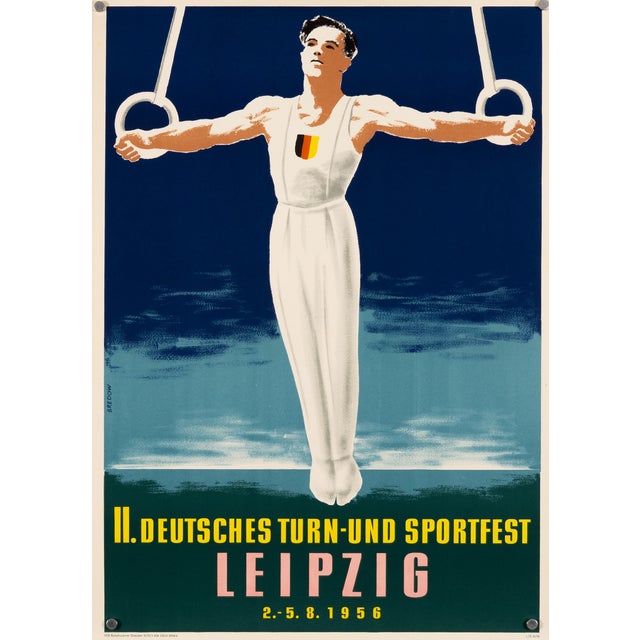 II Deutsches Turn und Sportfest Leipzig Sports Poster by Bredow, 1956 For Sale