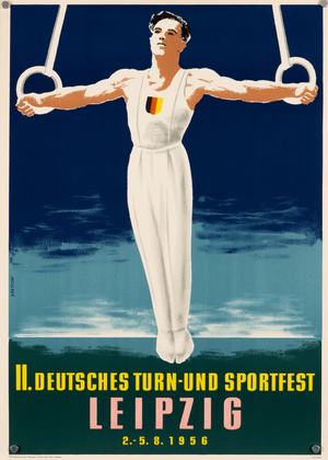 II Deutsches Turn und Sportfest Leipzig Sports Poster by Bredow, 1956