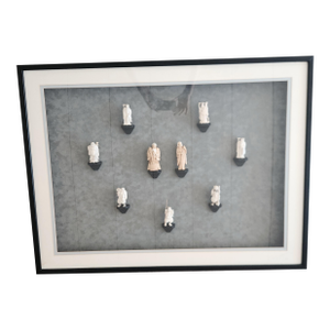 Late 20th Century Exquisite Asian Art Framed Ivory Figures Good Fortune