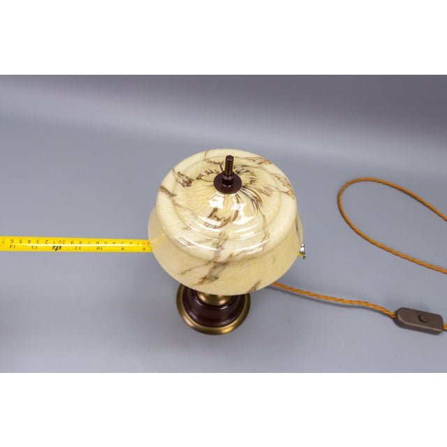 Vintage Brown Marbled Glass and Metal Adjustable Table Lamp, 1950s For Sale - Image 16 of 18