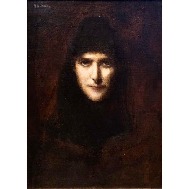 Jean-Jacques Henner - La Religieuse ( the Nun) -19th Century Oil Painting For Sale - Image 4 of 12