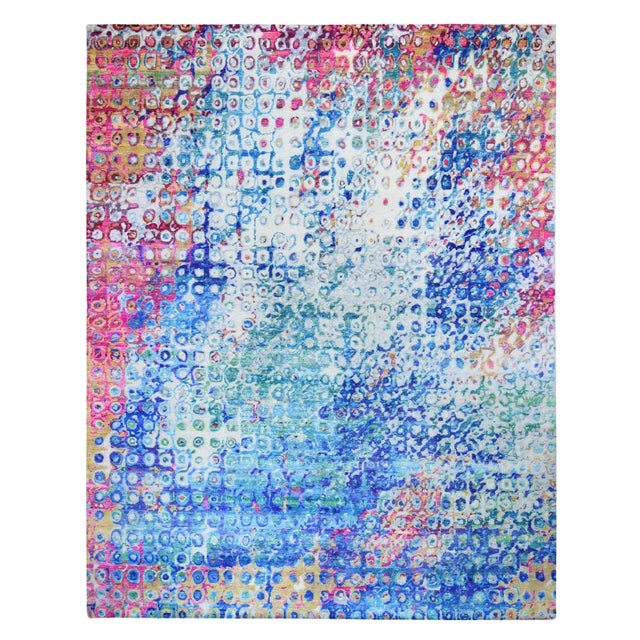 The Peacock, Oversized Sari Silk Colorful Hand Knotted Oriental Rug For Sale - Image 13 of 13