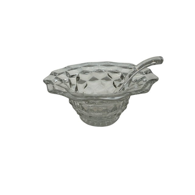 Early 20th Century Fostoria Condiment Bowl With Ladle 2056 Pattern Set For Sale - Image 5 of 8