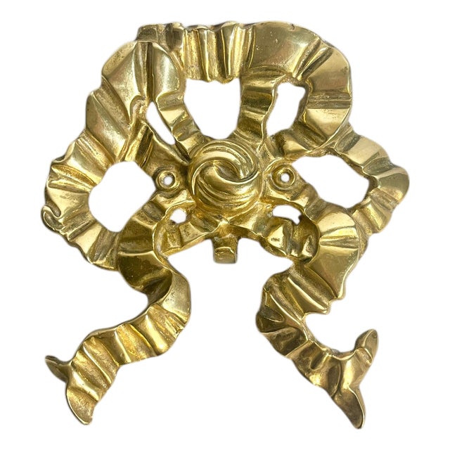 Vintage Hollywood Regency Brass Bow Wall Robe Hat Coat Hook For Sale
