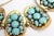 Turquoise Vintage Elsa Schiaparelli Faux Turquoise, Gold Metal and Rhinestone Cluster Bracelet For Sale - Image 8 of 10