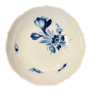 Small Antique 19th Century Blue and White Meissen Porcelain Pin Dish Decorated With Flowers and Insects