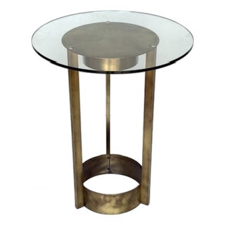 Fontana Arte Illuminated Patinated Brass & Glass Side Table, Italy 1960s For Sale