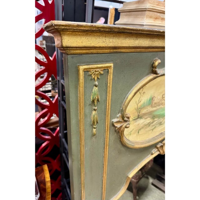 Vintage LaBarge French Style Hand Painted Carved Wood Trumeau Mirror For Sale In West Palm - Image 6 of 12