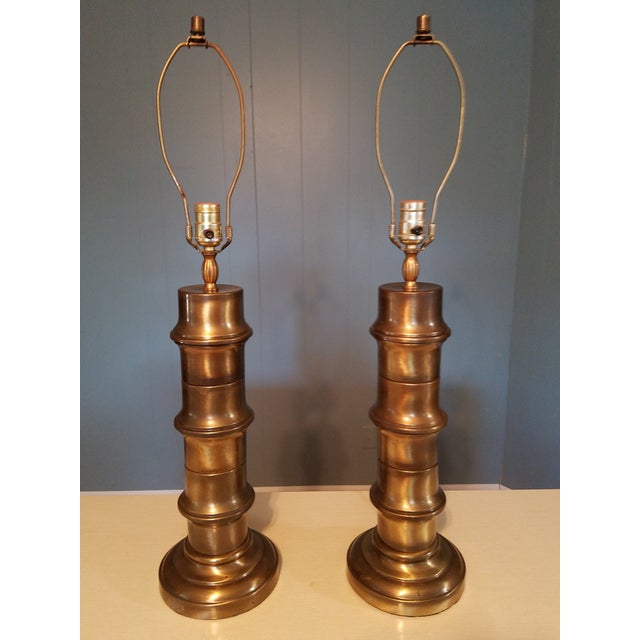 Hollywood Regency Mega Stalk Faux Bamboo Lamps - a Pair For Sale - Image 13 of 13
