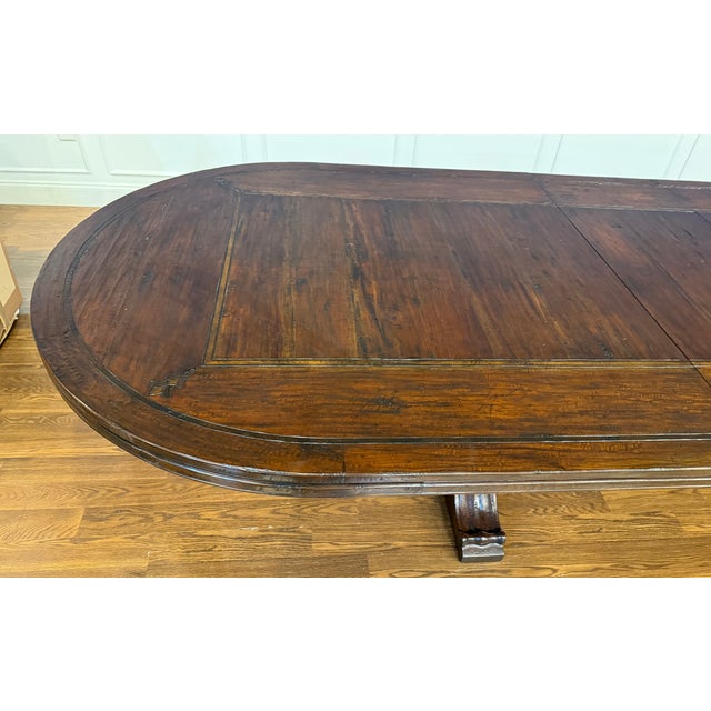 2020s Large English Country Hand-Hewn Oak Tressel Table by Century For Sale - Image 5 of 18