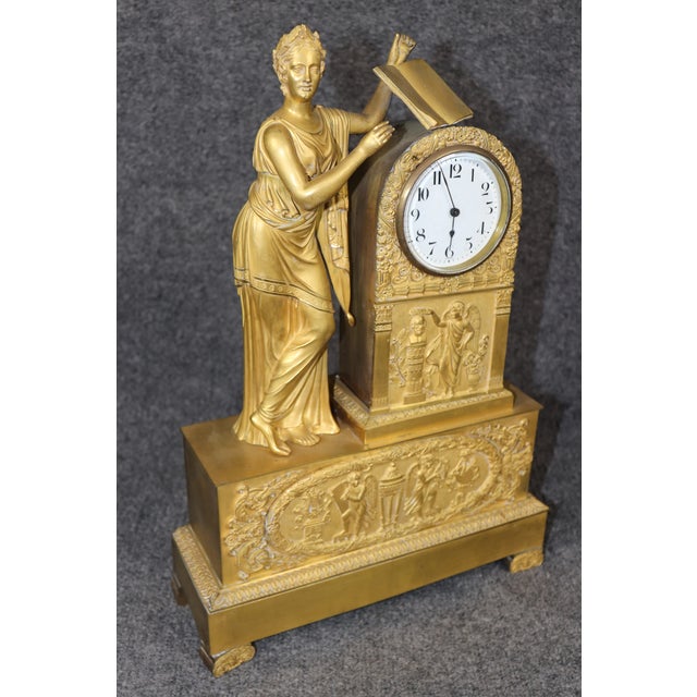 Fine French Empire Style Figural Maiden Solid Bronze Mantel Clock 1900s Era For Sale In Philadelphia - Image 6 of 15