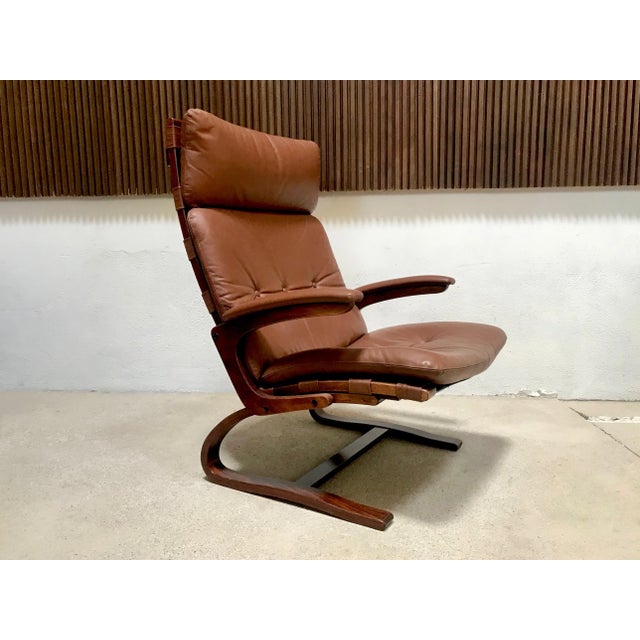 Scandinavian Leather Lounge Chair by Elsa & Nordahl Solheim for Rybo Rykken, 1960s For Sale - Image 17 of 17