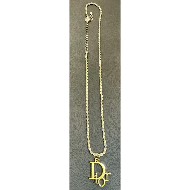 Christian Dior Authentic Christian DIOR Repurposed Charm Pendant Necklace Logo Gold For Sale - Image 4 of 18