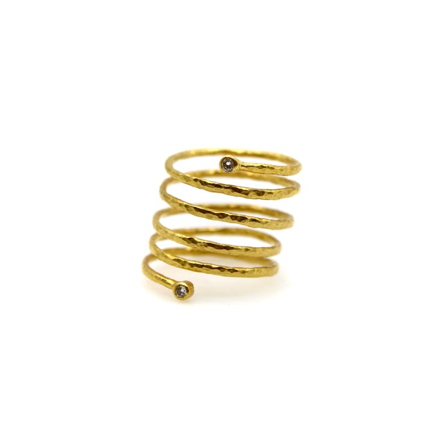 1990s Gurhan 22k Gold Diamond Spiral Coil Ring From Rain Collection, Size 7 For Sale In Los Angeles - Image 6 of 10