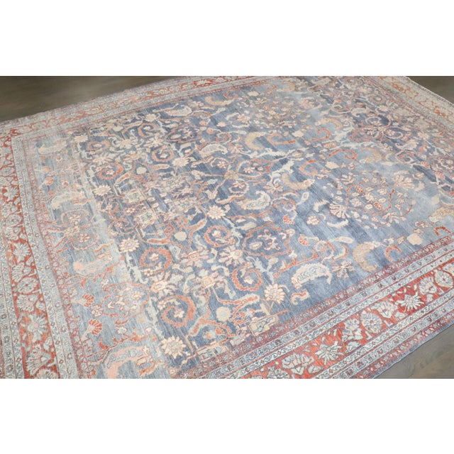 Blue Persian Antique Bibikabad Room 19th Century Rug For Sale - Image 10 of 10