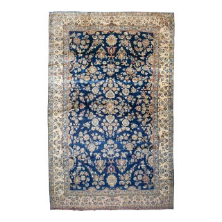 Early 20th Century Zabihi Collection Oversize Manchester Wool Navy Persian Sarouk Rug - 11'6" x 25'2" For Sale
