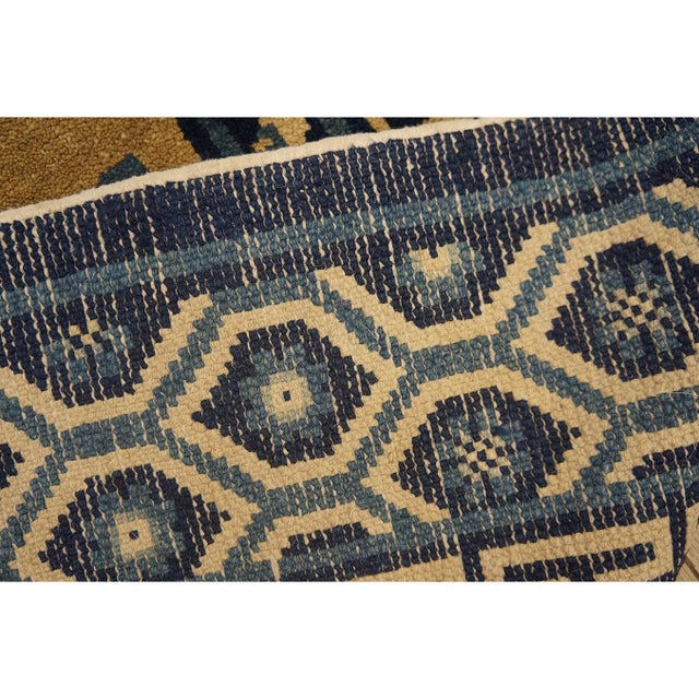 Textile 1920s Tan Camel Medallion Traditional Antique Chinese Baotou Wool Rug 4' X 6'2'' For Sale - Image 7 of 8