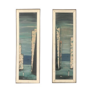 Abstract Landscape Acrylic on Canvas by Carlo of Hollywood, Pair For Sale